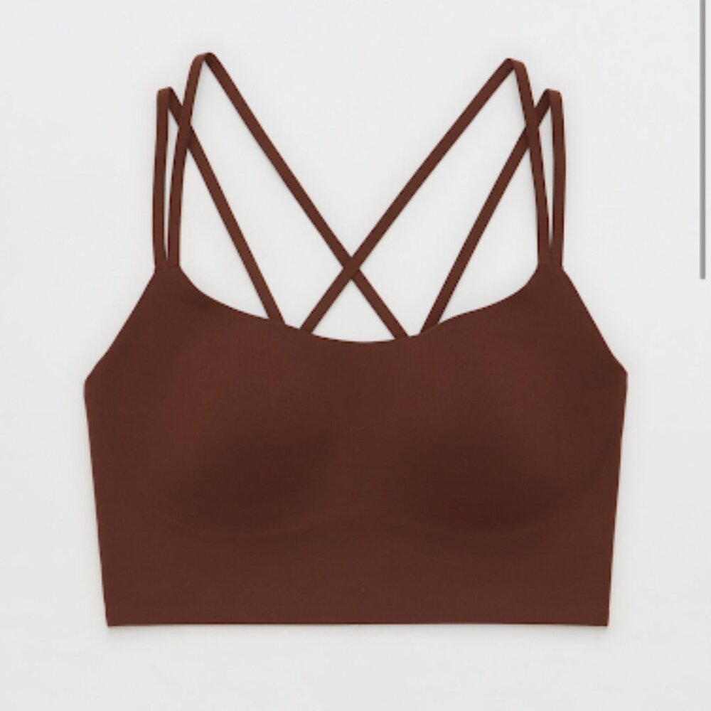 NWT Brown Aerie OFFLINE Real Me Hold Up! Sports Bra XXL